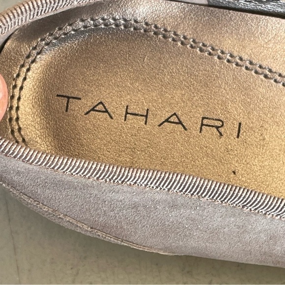 TAHARI SHOES SIZE 8M FLATS METALLIC PEWTER - Picture 8 of 9